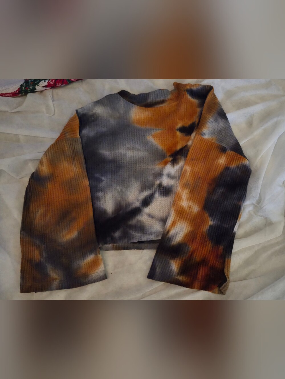 Women's Tie-Dye Ribbed Long-Sleeve Sweater - Rust & Charcoal